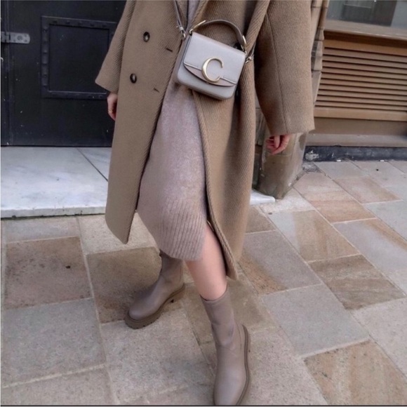 H&M taupe / brown / tan chunky sole ankle / calf /  boots / booties - Picture 9 of 13